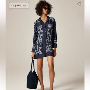 J. Crew Relaxed Fit Shirt Dress Bandana Print - 10T